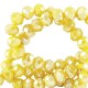 Faceted glass beads 3x2mm disc Sundance yellow-pearl shine coating